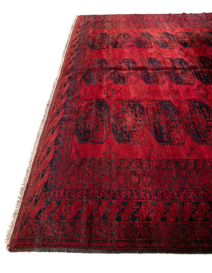 Detail image of  8' 4 x 10' 6  Hand Knotted Afghan Akhche Oriental Wool Rug