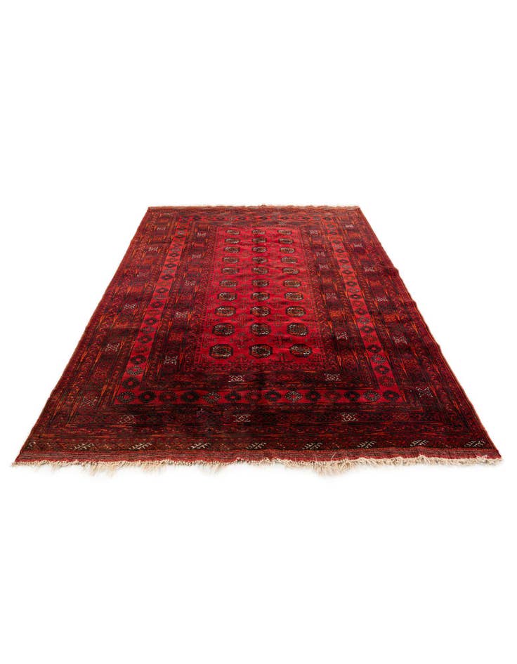 Detail image of  7' x 9' 5  Hand Knotted Afghan Akhche Oriental Wool Rug