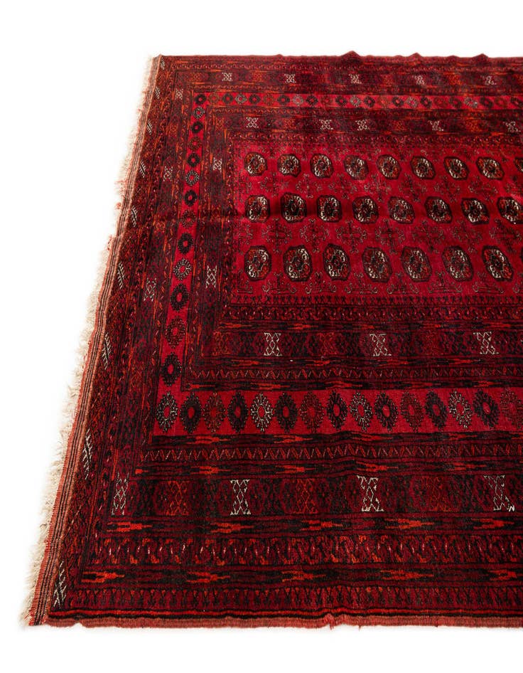 Detail image of  7' x 9' 5  Hand Knotted Afghan Akhche Oriental Wool Rug