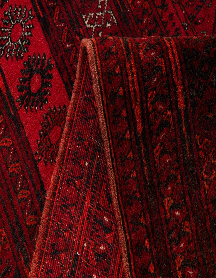 Detail image of  7' x 9' 5  Hand Knotted Afghan Akhche Oriental Wool Rug