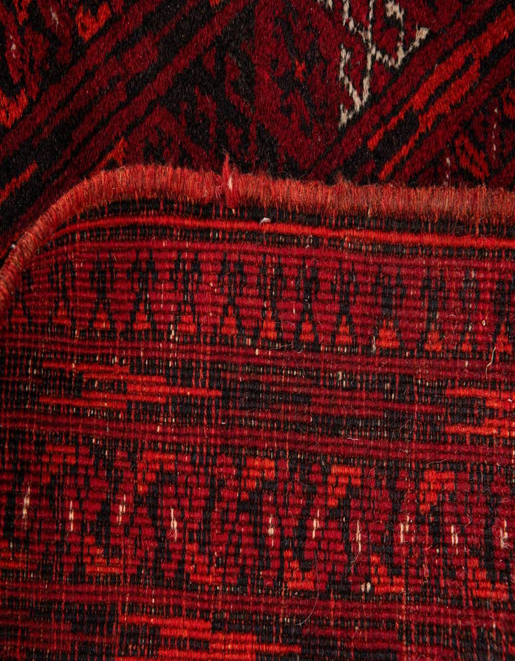 Detail image of  7' x 9' 5  Hand Knotted Afghan Akhche Oriental Wool Rug