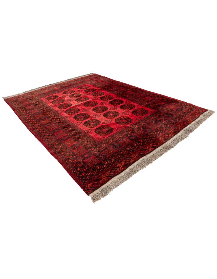 Detail image of  7' x 9' 6  Hand Knotted Afghan Akhche Wool Rug