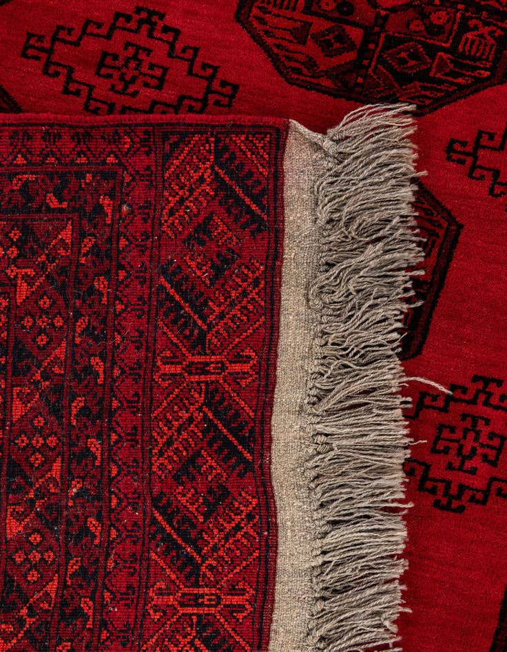 Detail image of  7' x 9' 6  Hand Knotted Afghan Akhche Wool Rug
