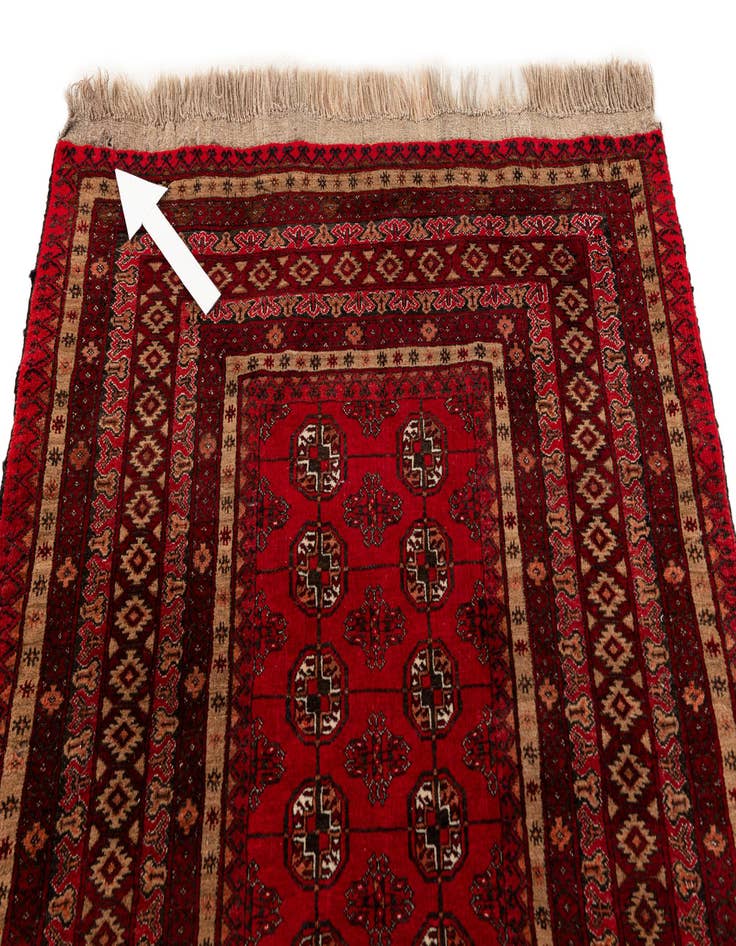 Detail image of  3' 7 x 5' 11  Hand Knotted Afghan Akhche Wool Rug