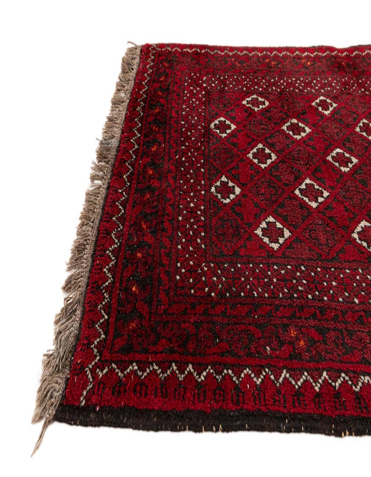 Detail image of  2' 6 x 4' 11  Hand Knotted Afghan Akhche Wool Rug