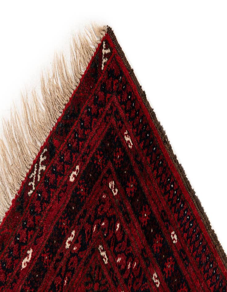 Detail image of  4' 6 x 6' 1  Hand Knotted Afghan Akhche Wool Rug