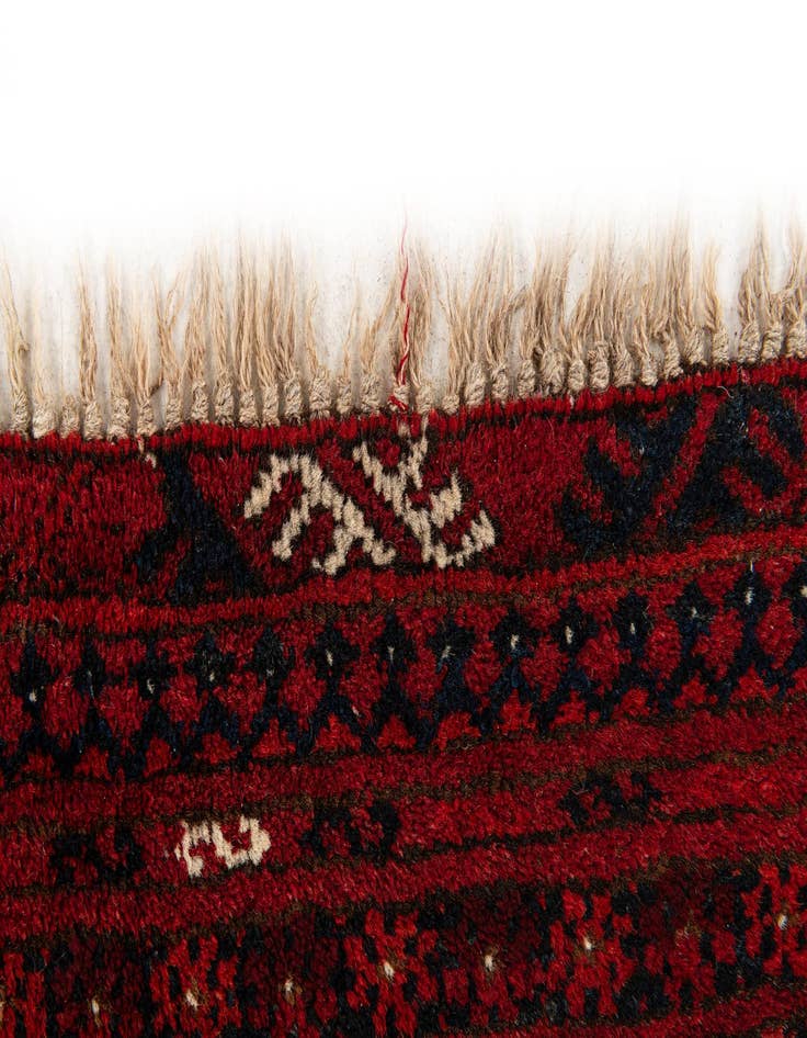Detail image of  4' 6 x 6' 1  Hand Knotted Afghan Akhche Wool Rug