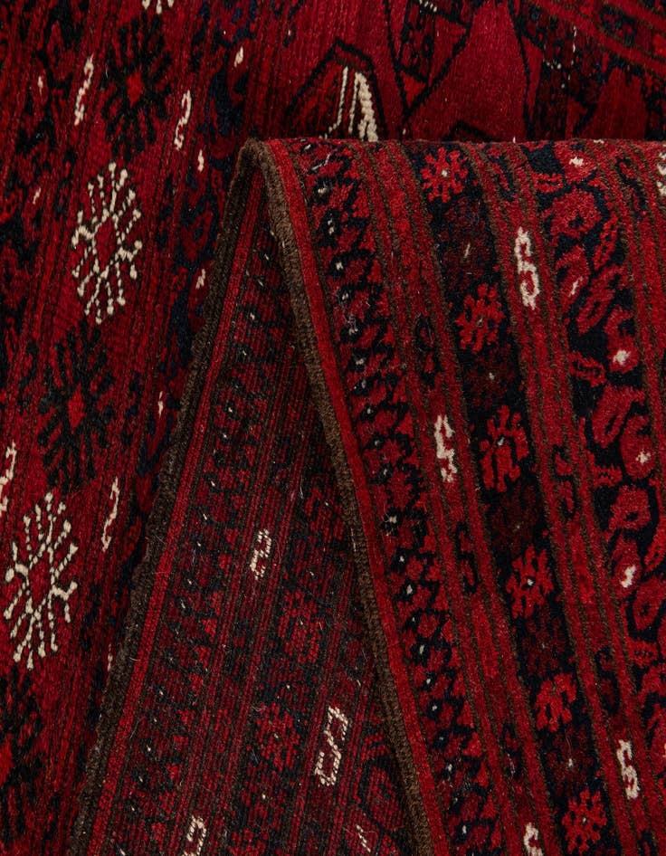 Detail image of  4' 6 x 6' 1  Hand Knotted Afghan Akhche Wool Rug