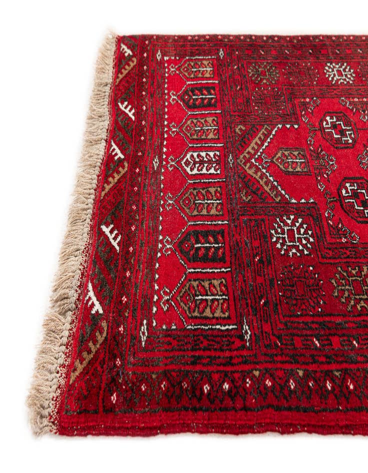 Detail image of  2' 5 x 4'  Hand Knotted Afghan Akhche Wool Rug