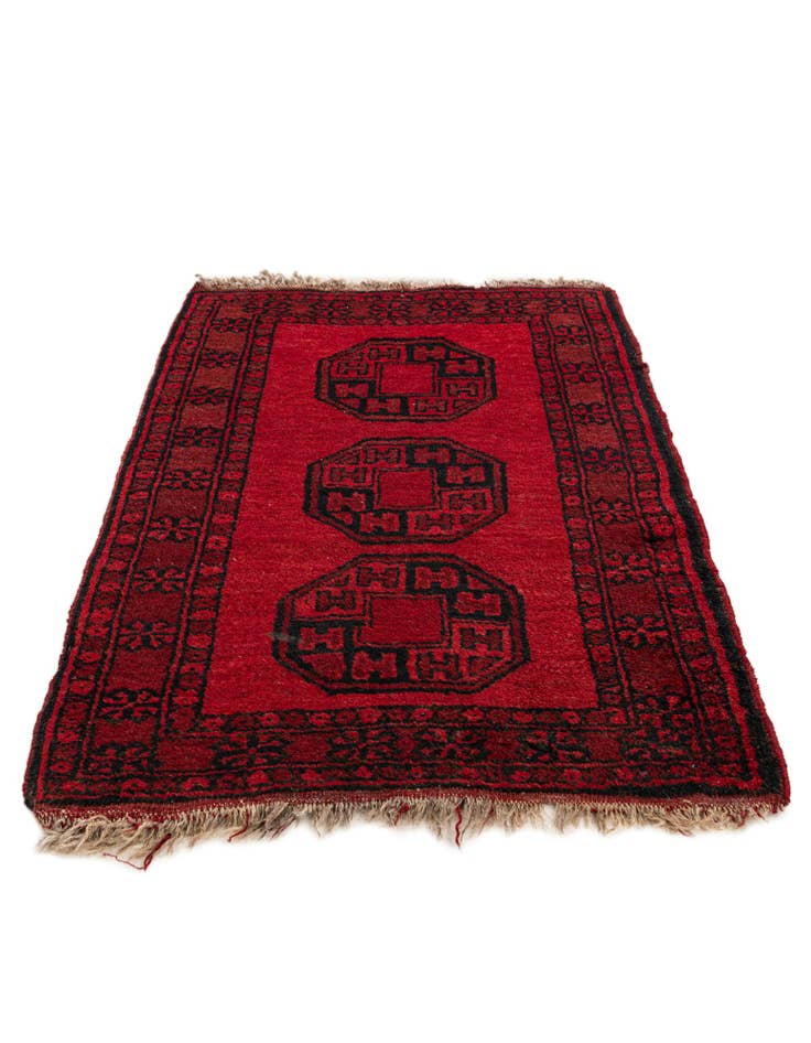 Detail image of  2' 2 x 3'  Hand Knotted Afghan Akhche Wool Rug