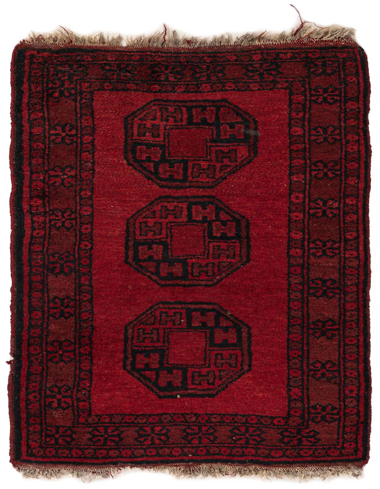 Primary image  2' 2 x 3'  Hand Knotted Afghan Akhche Wool Rug