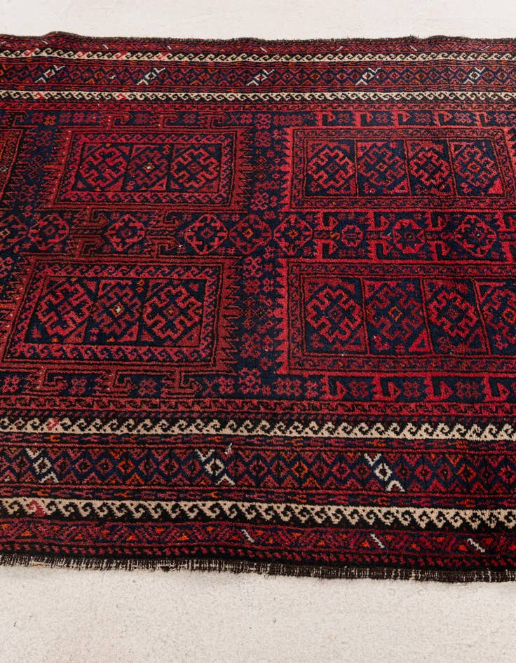 Detail image of  3' 3 x 5' 9  Hand Knotted Afghan Akhche Oriental Wool Rug