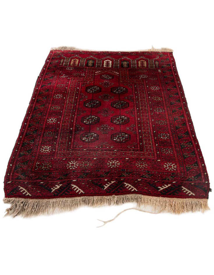 Detail image of  2' 6 x 3' 11  Hand Knotted Afghan Akhche Oriental Wool Rug