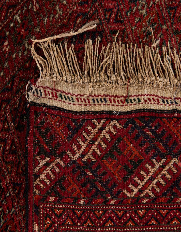 Detail image of  1' 11 x 3' 6  Hand Knotted Afghan Akhche Wool Rug