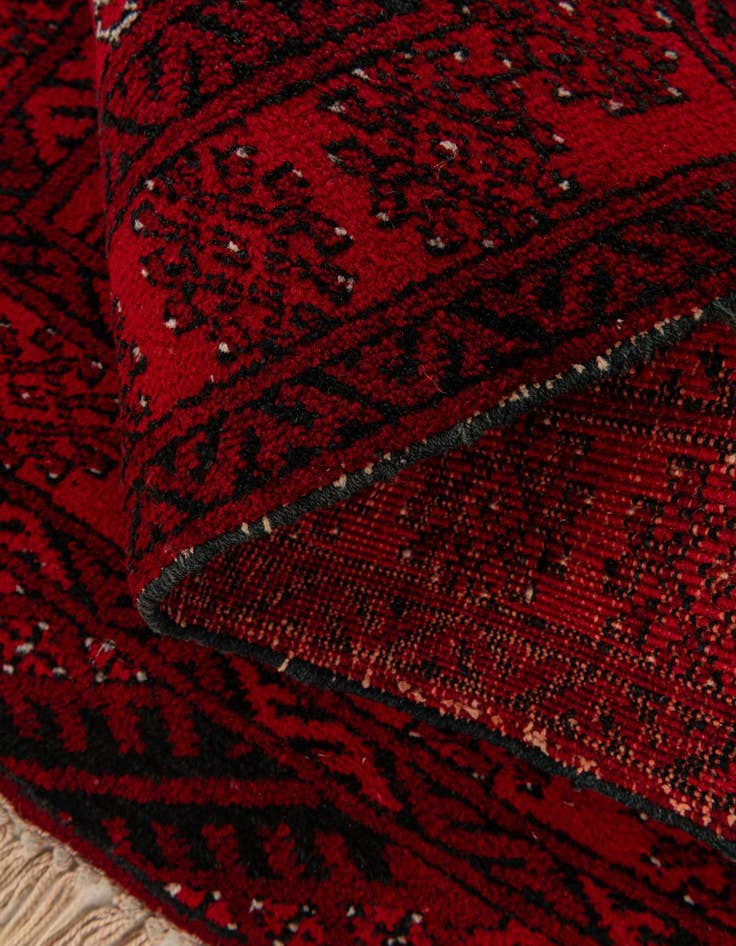 Detail image of  2' 4 x 3' 4  Hand Knotted Afghan Akhche Wool Rug