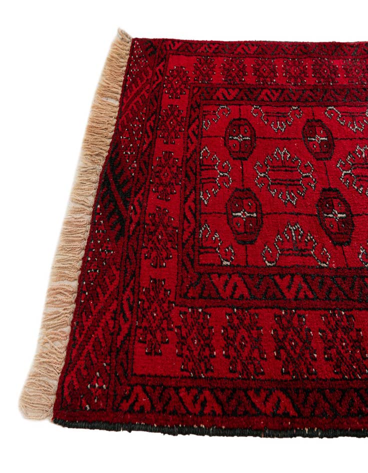 Detail image of  2' 4 x 3' 4  Hand Knotted Afghan Akhche Wool Rug