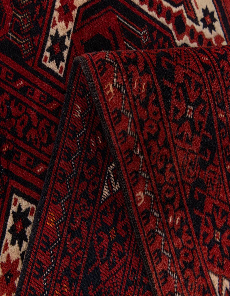 Detail image of  3' 7 x 6' 7  Hand Knotted Afghan Akhche Wool Rug