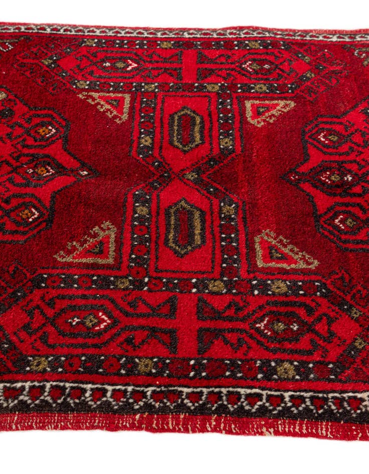 Detail image of 1' 10 x 3' 6 Hand Knotted Afghan Akhche Oriental Wool Rug