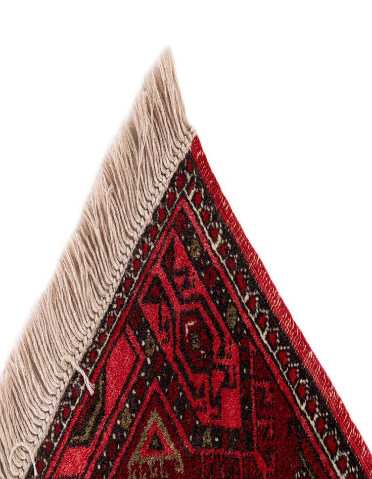 Detail image of 1' 10 x 3' 6 Hand Knotted Afghan Akhche Oriental Wool Rug