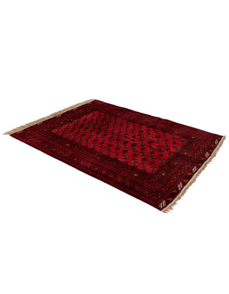 Detail image of  5' 3 x 6' 9  Hand Knotted Afghan Akhche Wool Rug