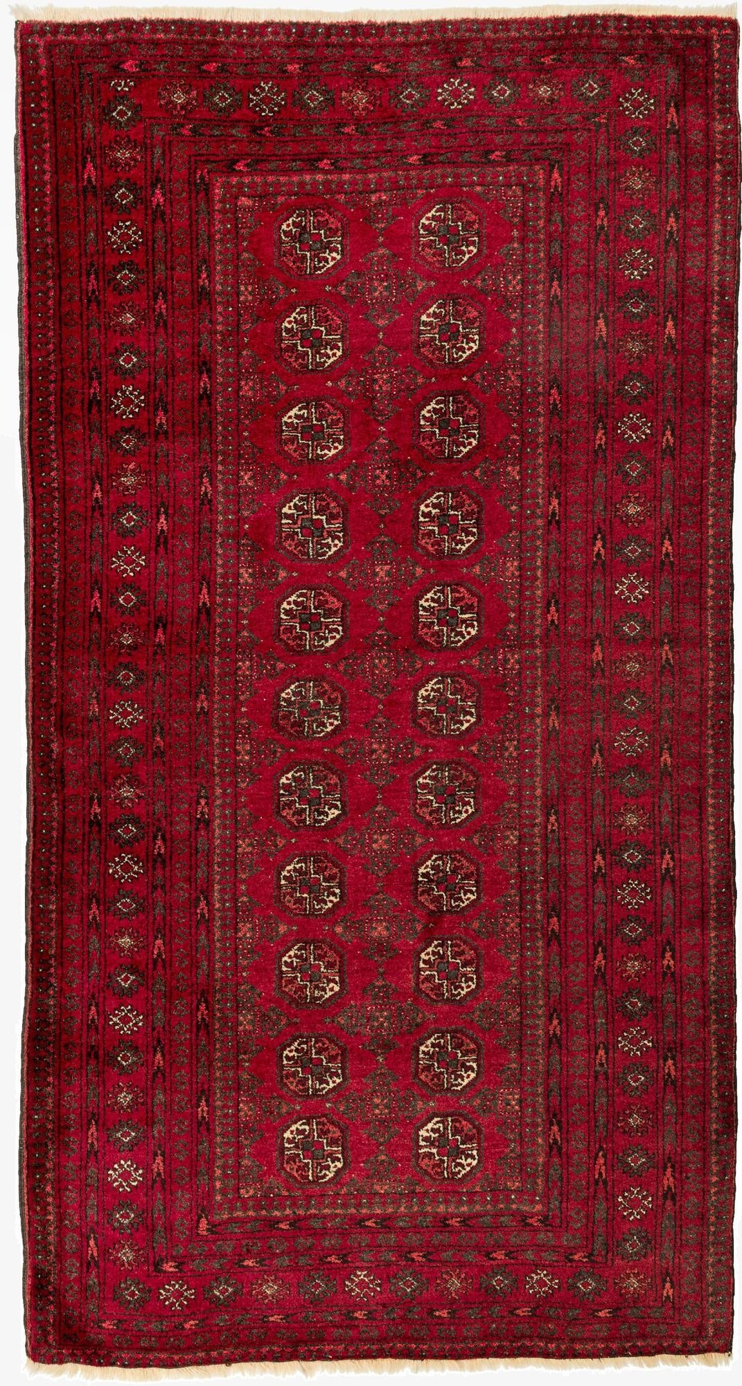  3' 6 x 6' 7  Hand Knotted Afghan Akhche Wool Rug