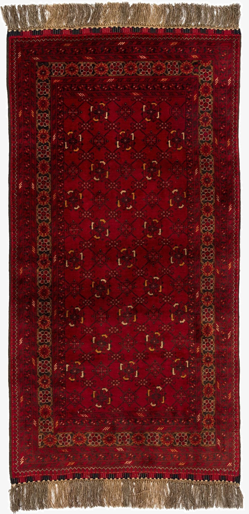  3' 2 x 6' 3  Hand Knotted Afghan Akhche Wool Rug