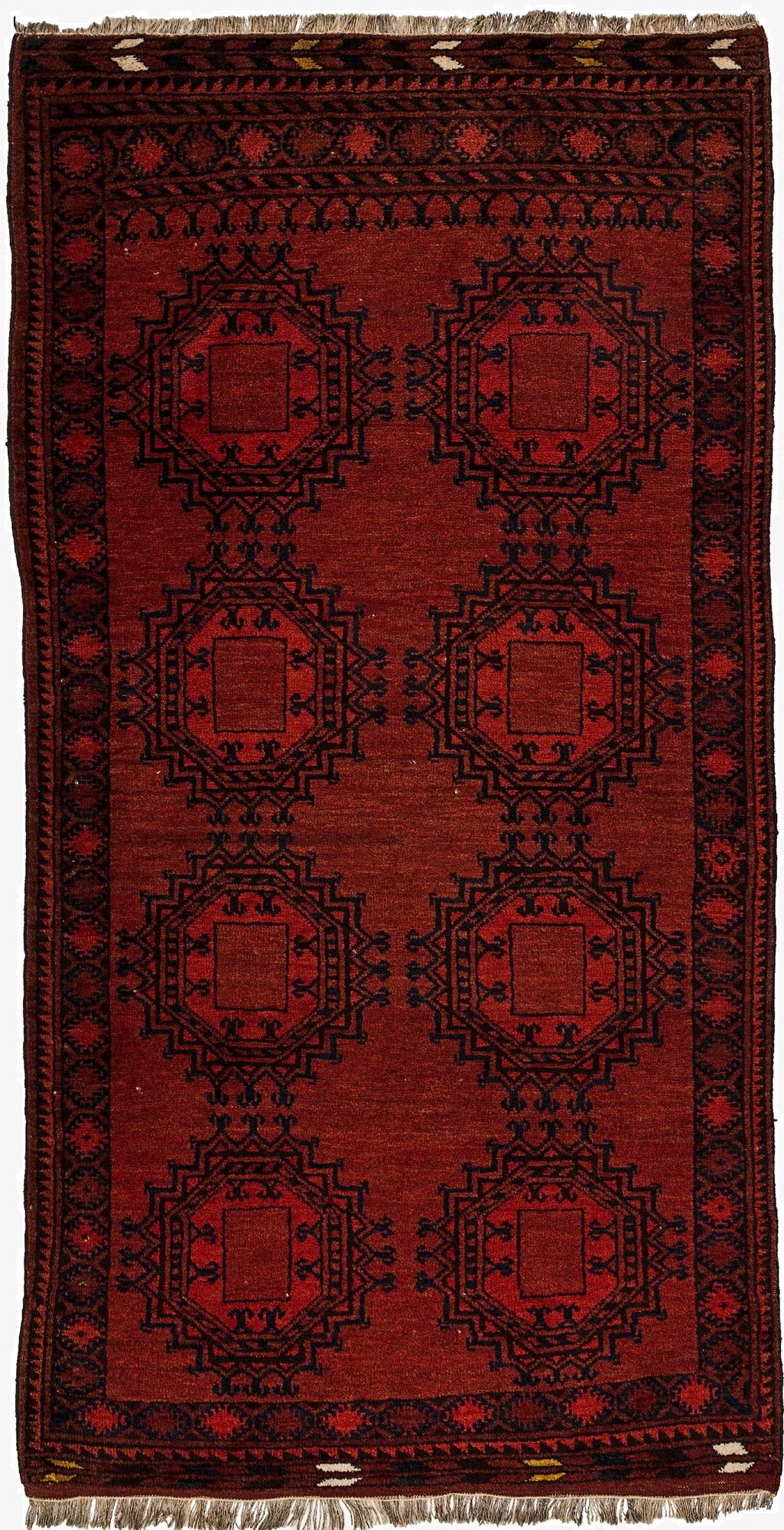  3' 6 x 6' 9  Hand Knotted Afghan Akhche Oriental Wool Rug