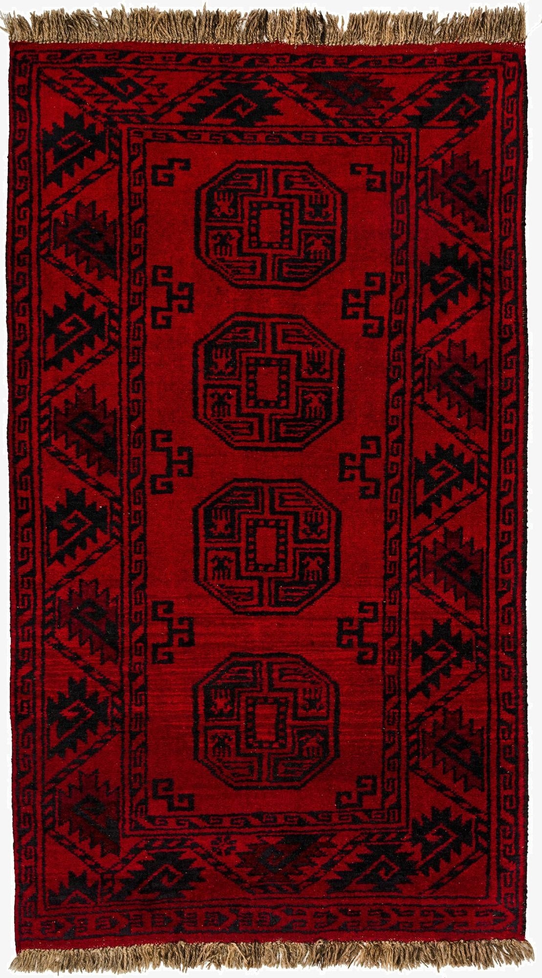  3' 4 x 5' 10  Hand Knotted Afghan Akhche Wool Rug