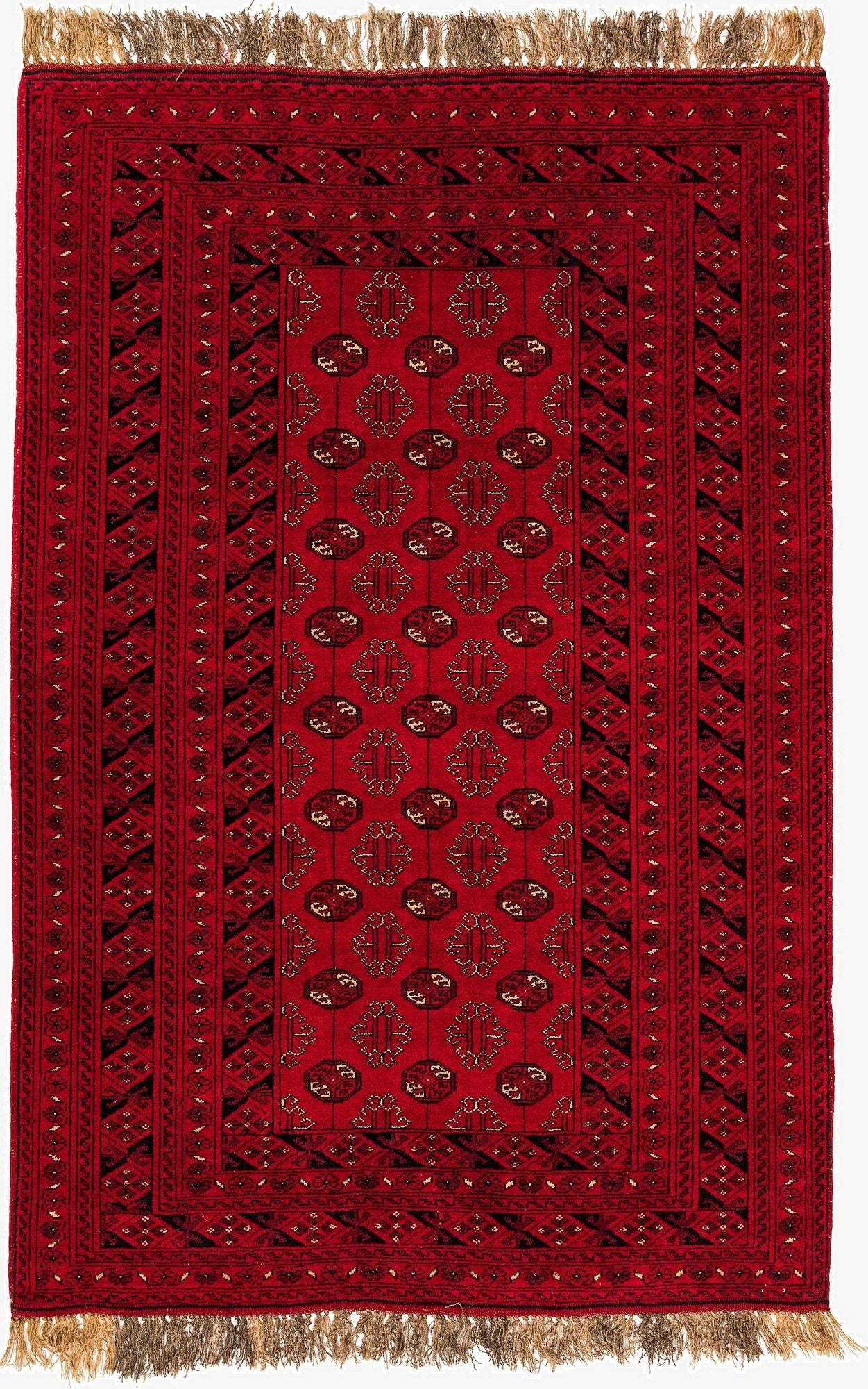  4' x 6'  Hand Knotted Afghan Akhche Wool Rug