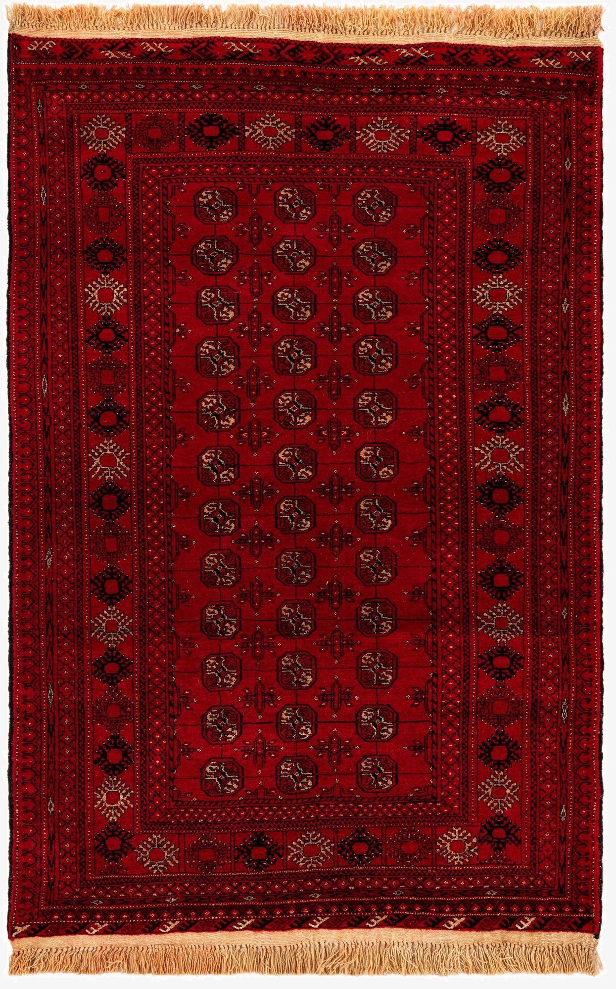  4' 2 x 6' 5  Hand Knotted Afghan Akhche Wool Rug
