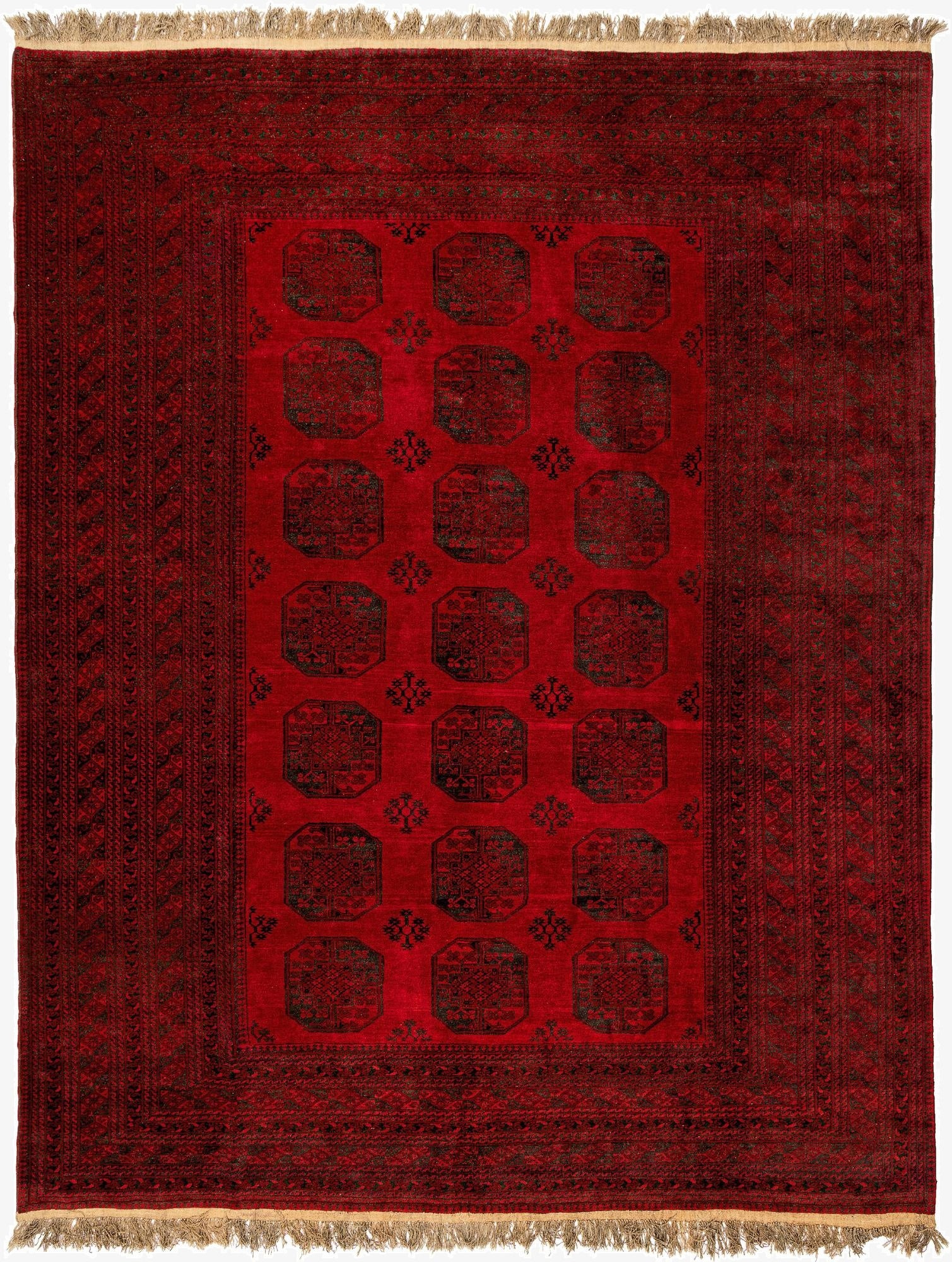  9' 9 x 12' 7  Hand Knotted Afghan Akhche Wool Rug