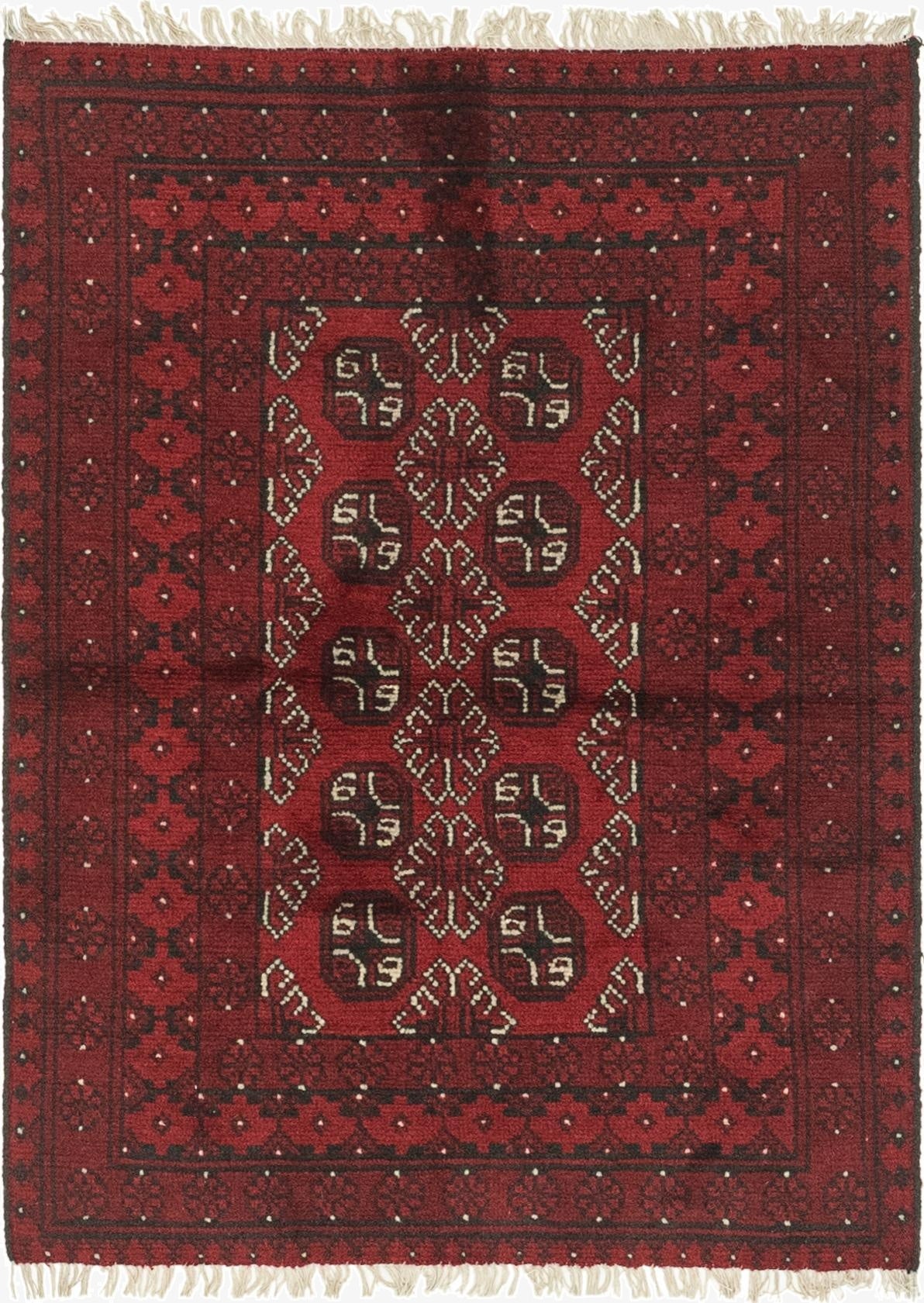  3' 3 x 4' 7  Hand Knotted Afghan Akhche Wool Rug