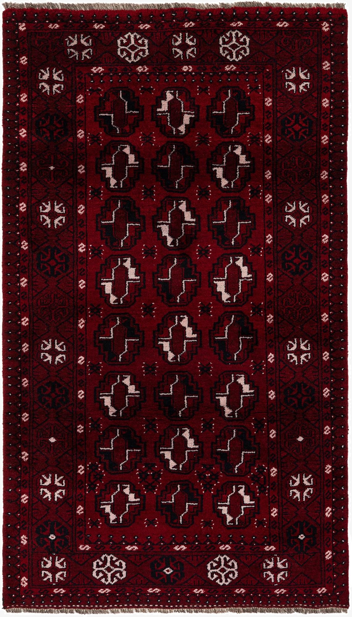  3' 9 x 6' 7  Hand Knotted Afghan Akhche Wool Rug