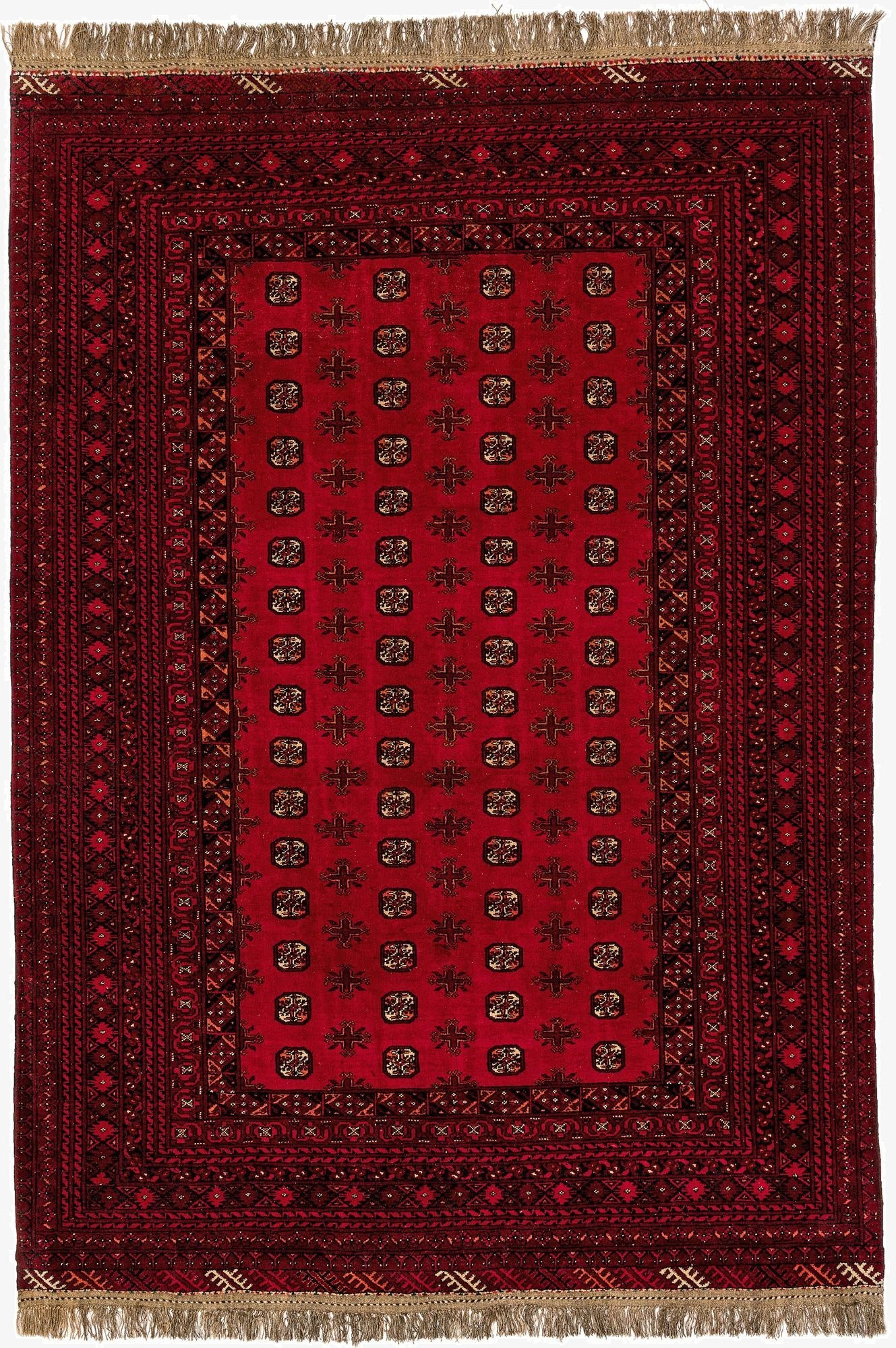  6' 6 x 9' 5  Hand Knotted Afghan Akhche Wool Rug