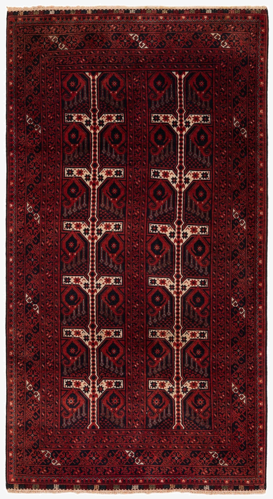  3' 7 x 6' 7  Hand Knotted Afghan Akhche Wool Rug