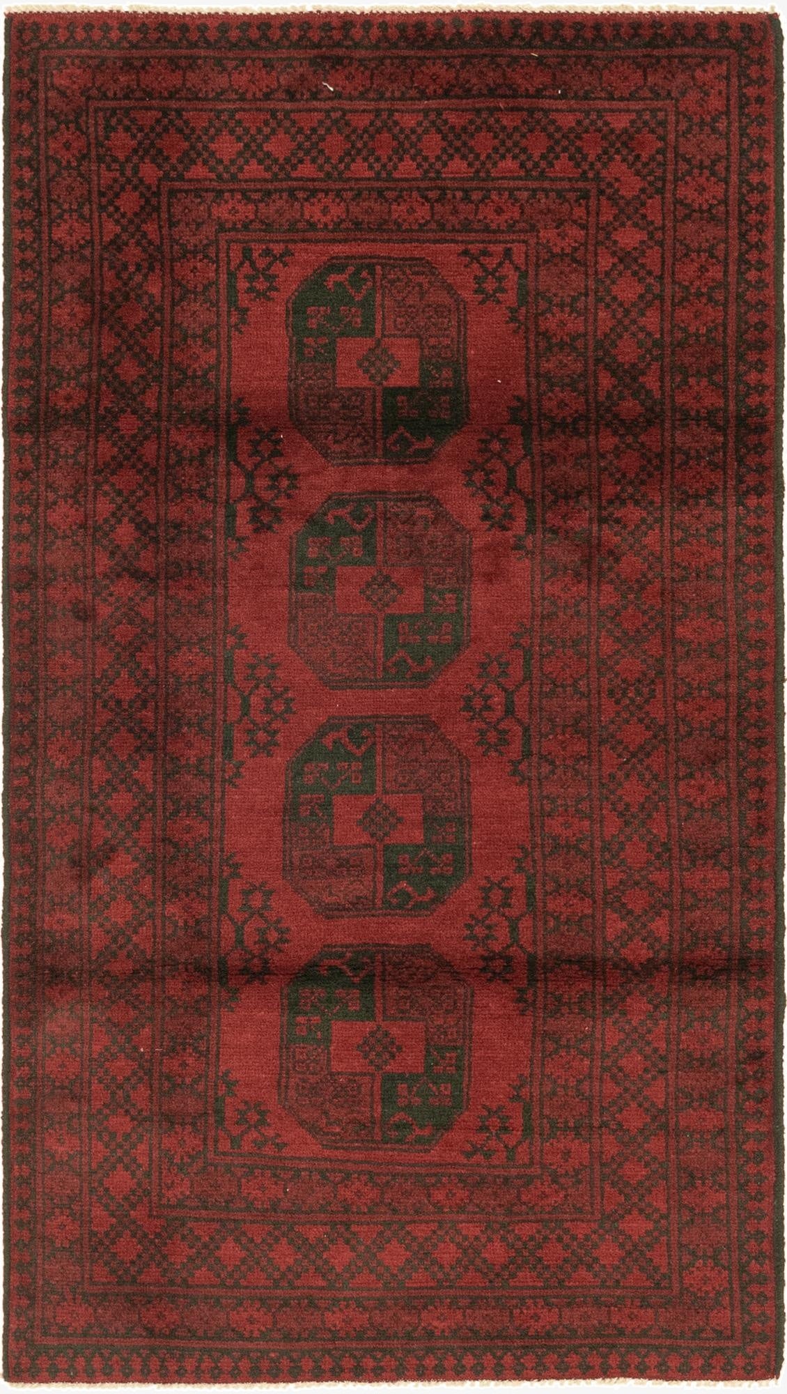  3' 5 x 6' 3  Hand Knotted Afghan Akhche Wool Rug