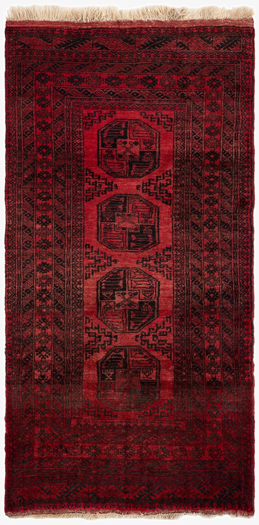  3' 6 x 6' 8  Hand Knotted Afghan Akhche Oriental Wool Rug