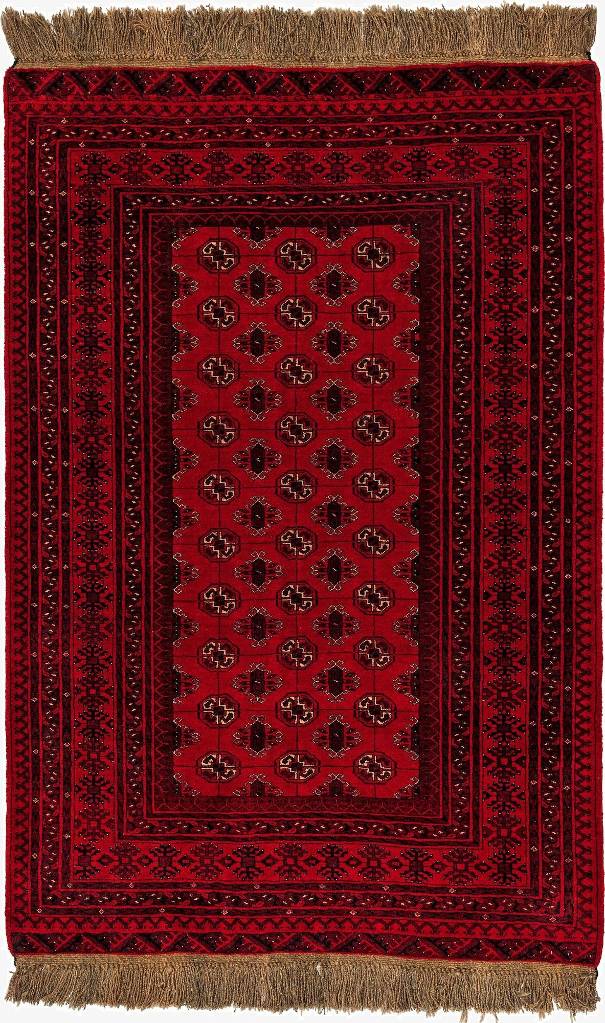  4' 2 x 6' 2  Hand Knotted Afghan Akhche Wool Rug