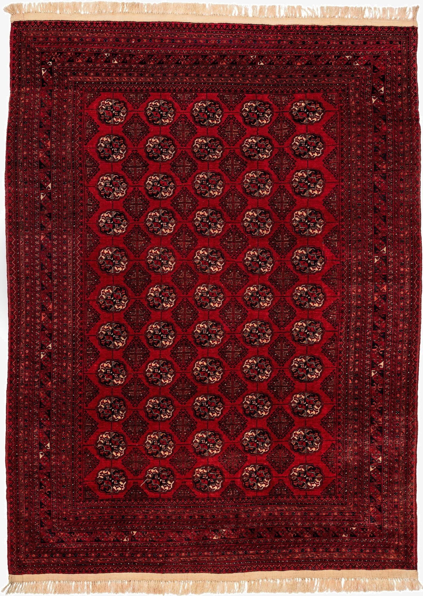  7' x 9' 6  Hand Knotted Afghan Akhche Wool Rug