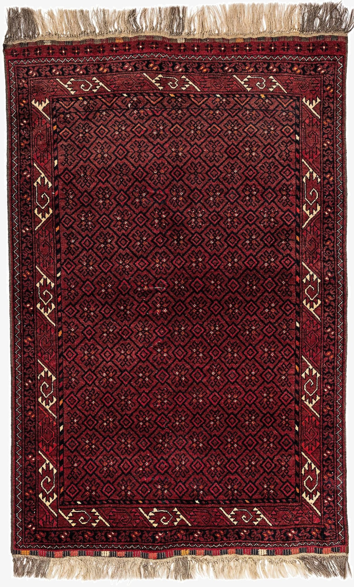  3' 8 x 5' 8  Hand Knotted Afghan Akhche Wool Rug