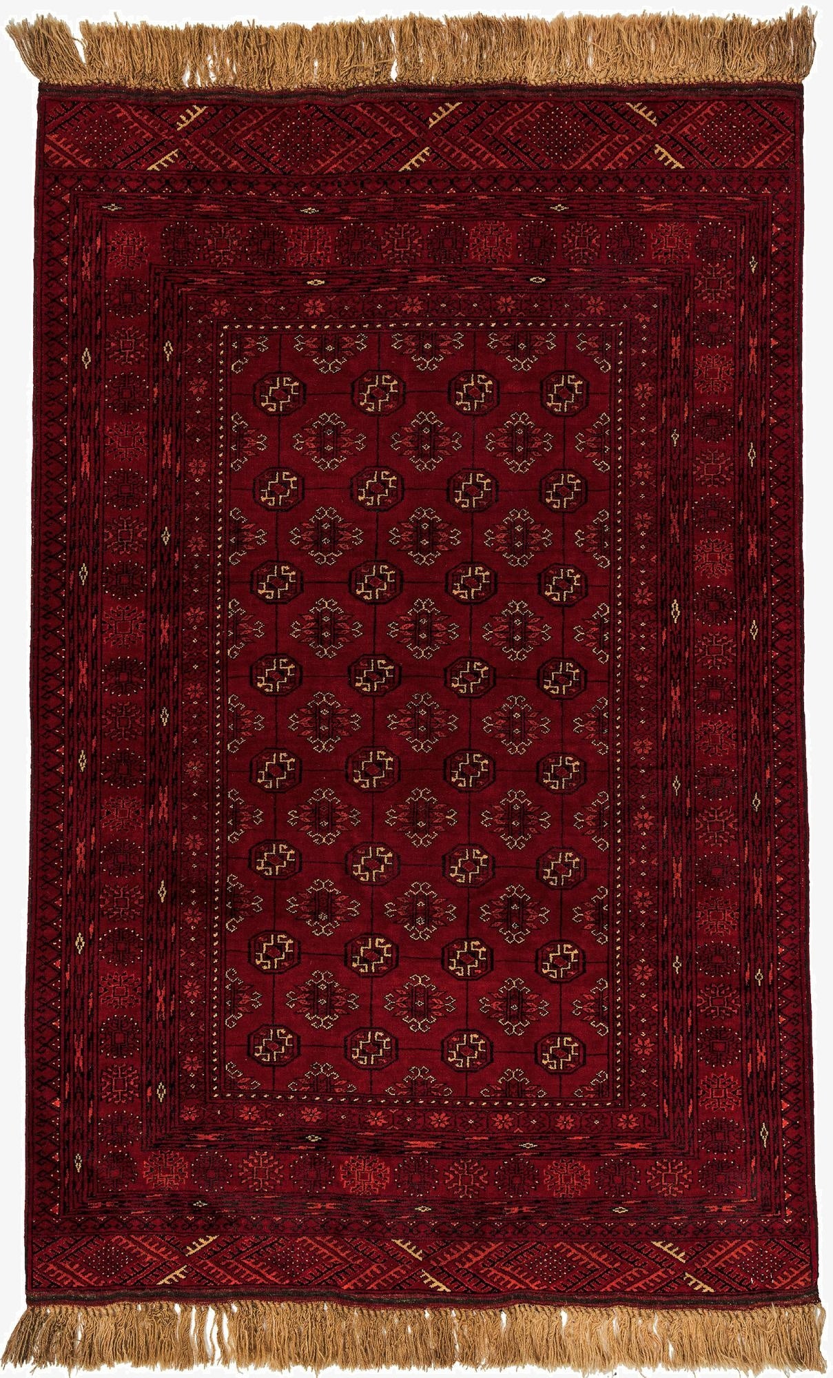  4' 1 x 6' 3  Hand Knotted Afghan Akhche Wool Rug