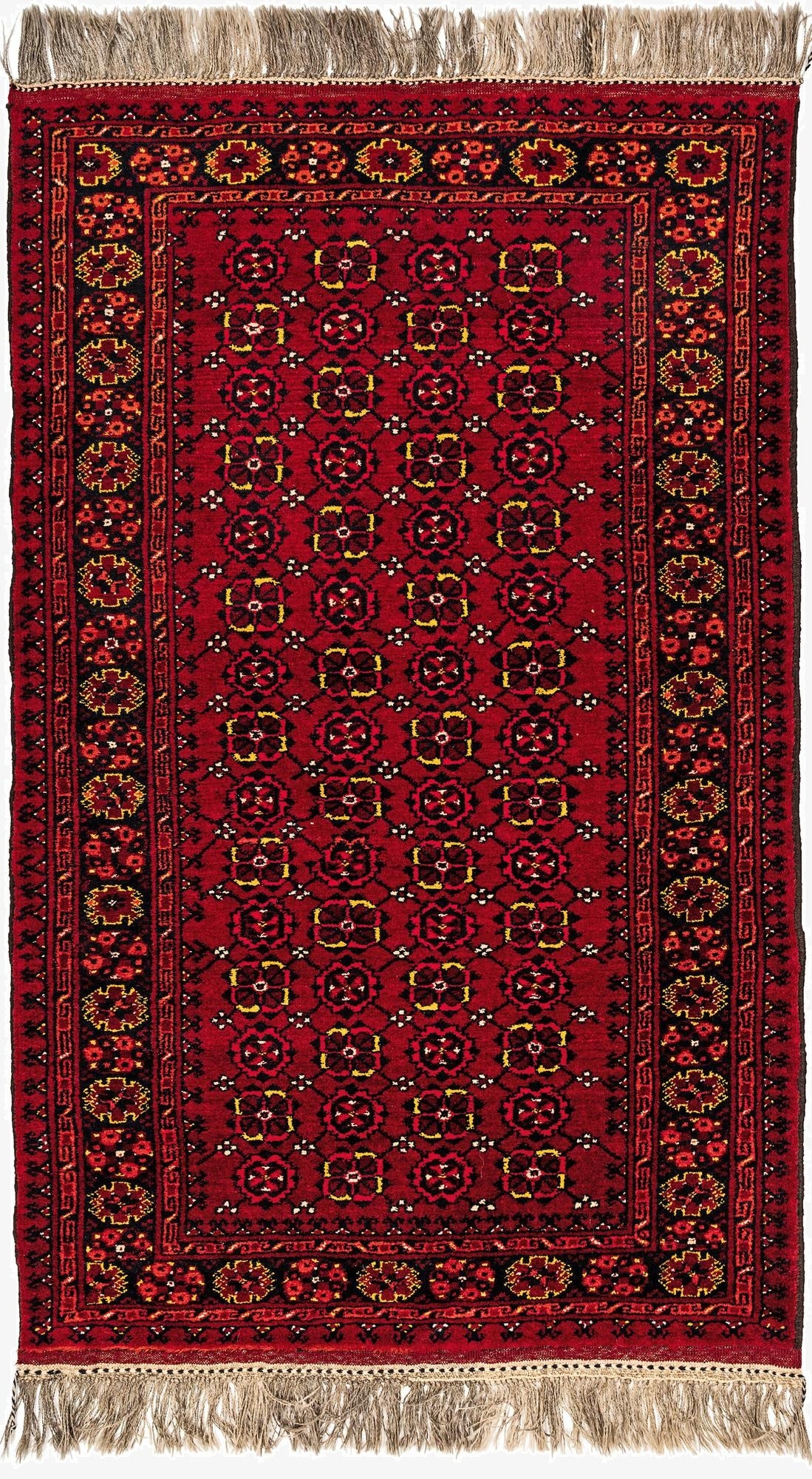  3' 6 x 5' 10  Hand Knotted Afghan Akhche Wool Rug