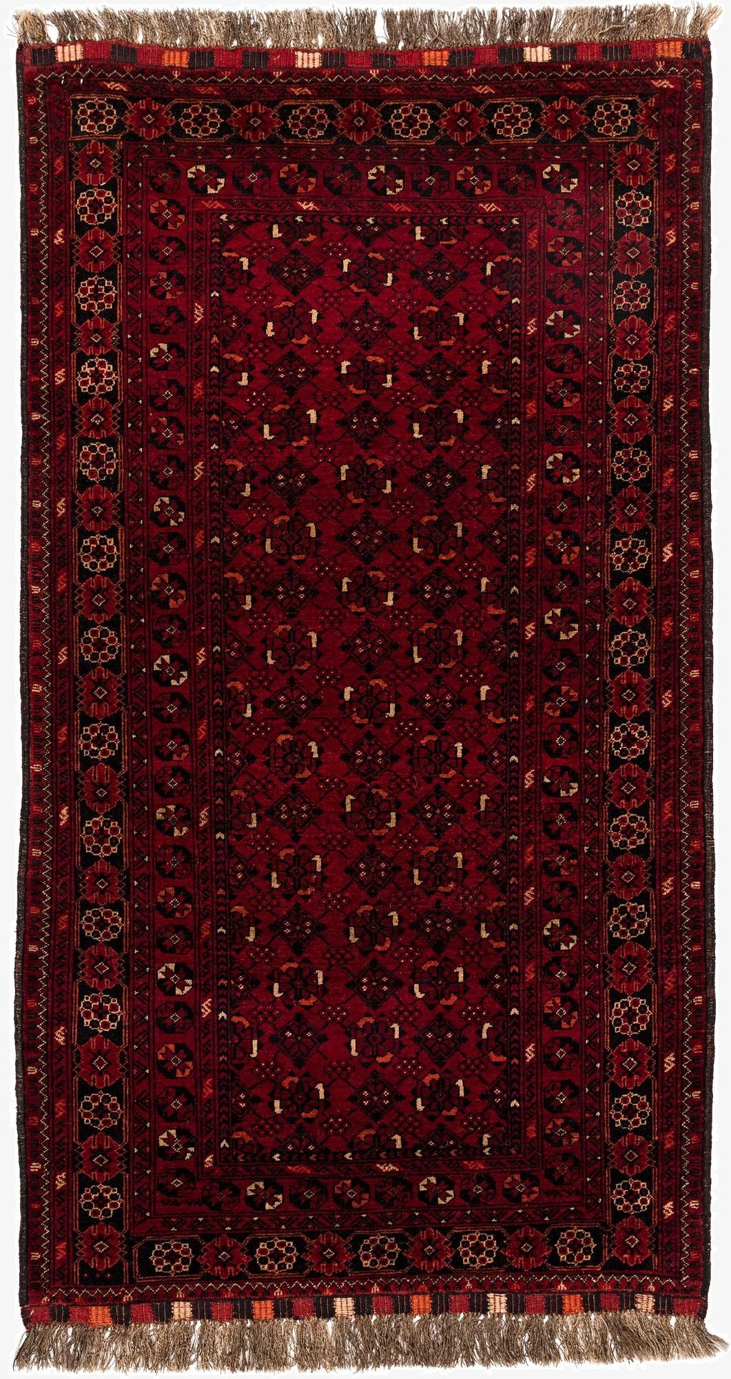  3' 5 x 6' 3  Hand Knotted Afghan Akhche Wool Rug