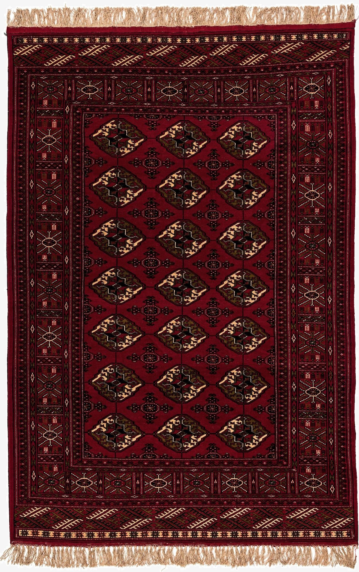  4' 3 x 6' 6  Hand Knotted Afghan Akhche Wool Rug