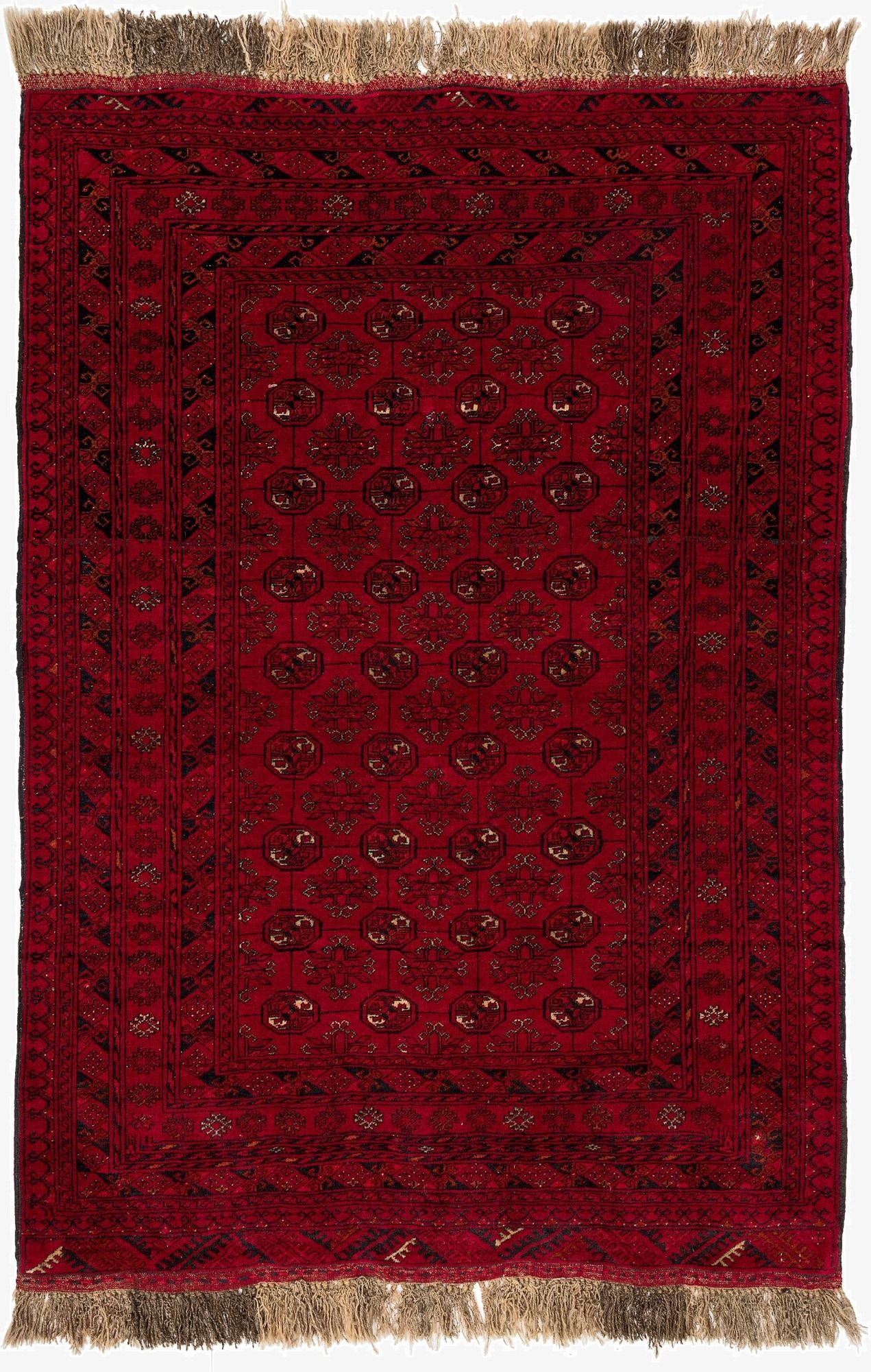  4' 1 x 5' 10  Hand Knotted Afghan Akhche Wool Rug