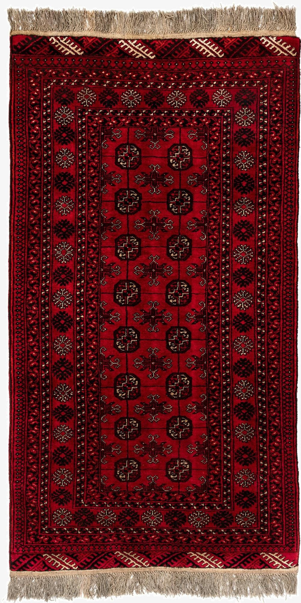  3' 4 x 6' 2  Hand Knotted Afghan Akhche Wool Rug