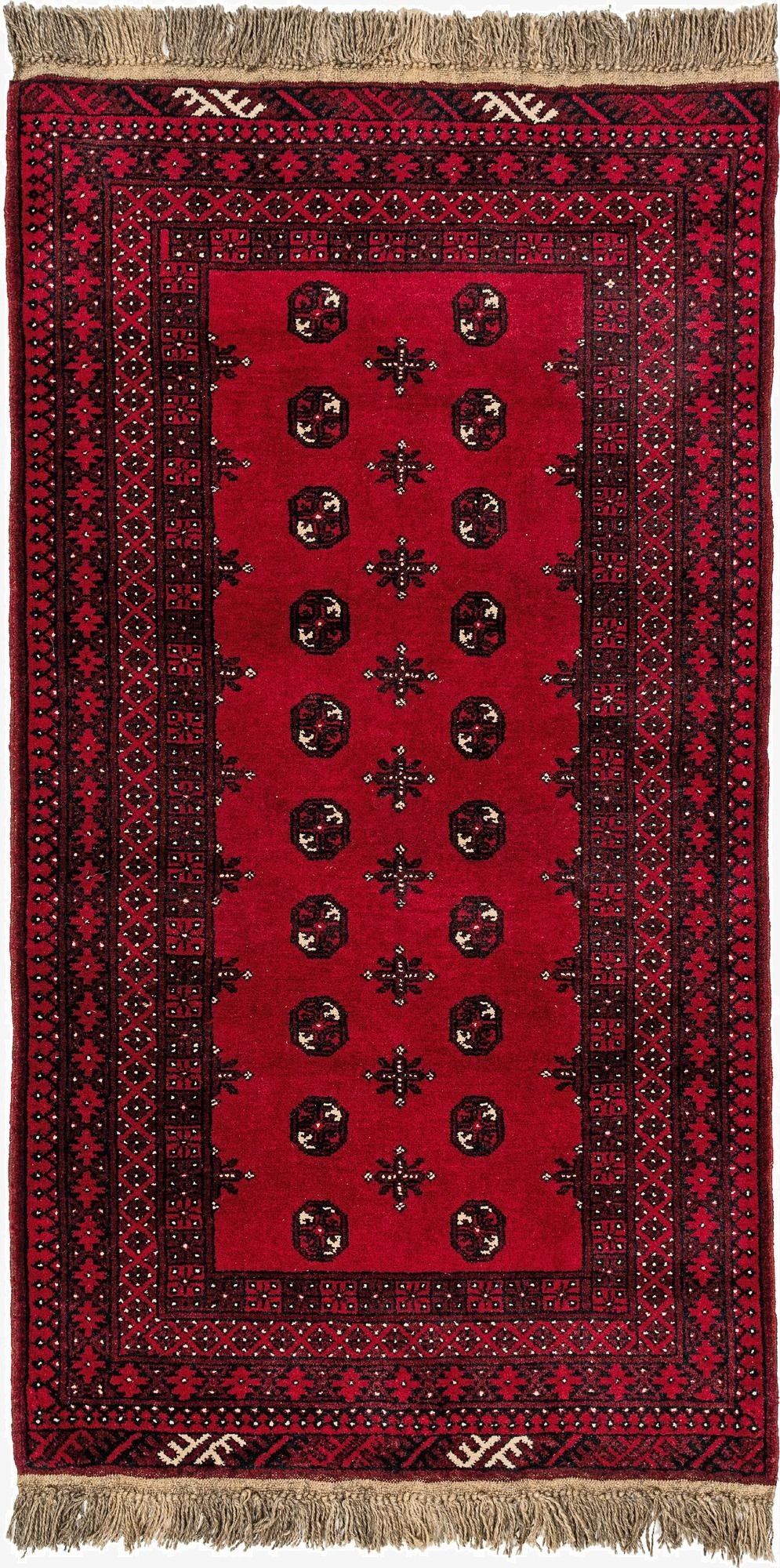  3' 4 x 6' 5  Hand Knotted Afghan Akhche Wool Rug