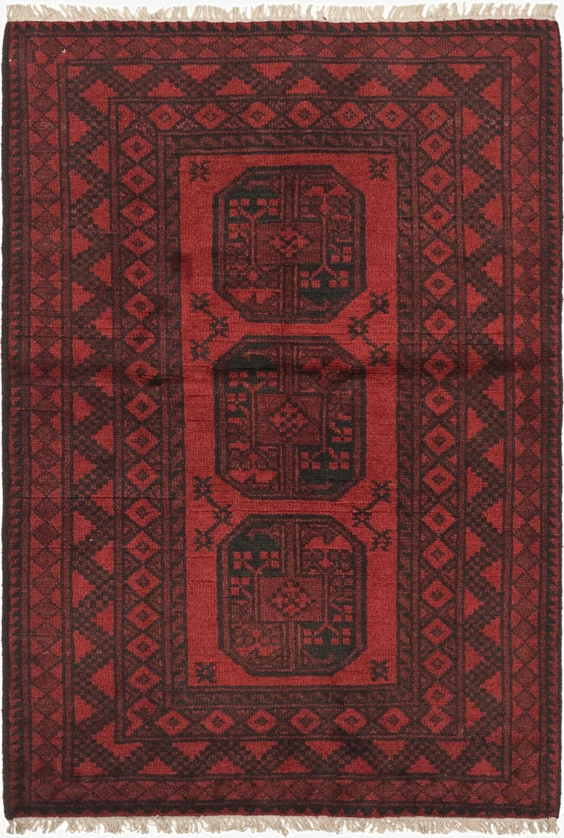  3' 3 x 4' 10  Hand Knotted Afghan Akhche Wool Rug