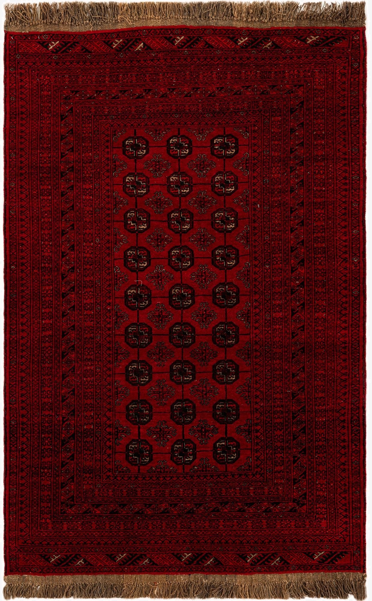  4' x 6' 5  Hand Knotted Afghan Akhche Wool Rug