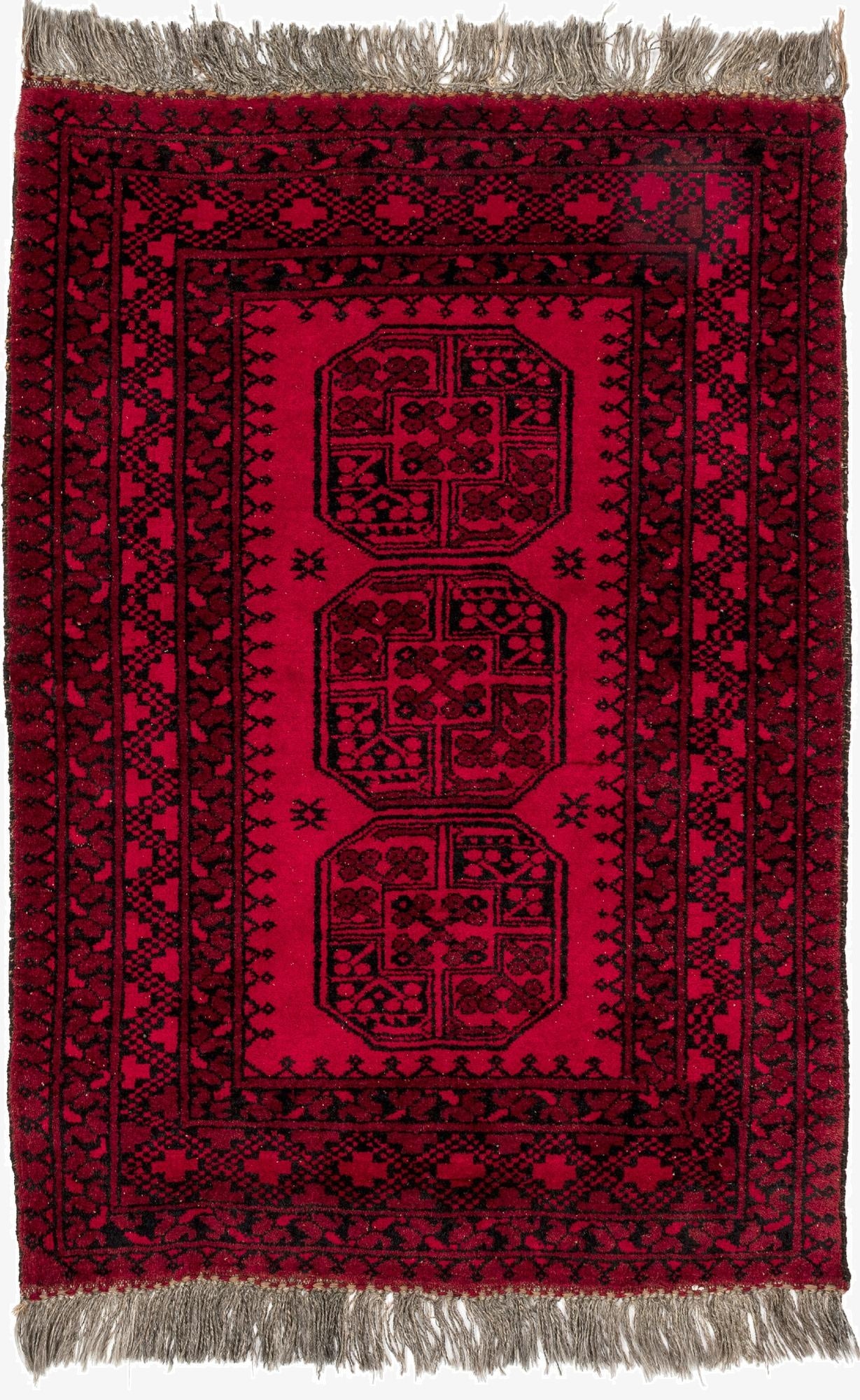  3' 4 x 4' 7  Hand Knotted Afghan Akhche Wool Rug